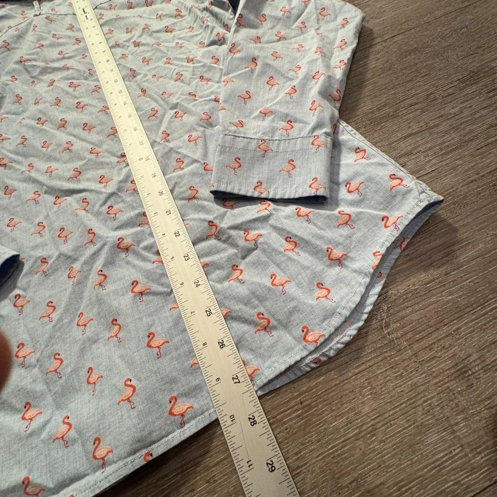 Banana Republic Shirt Mens Medium Flamingo All Over Print Luxe‎ Poplin Pocket